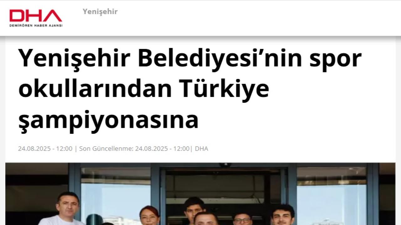 Yenişehir Belediyesinin spor okullarından Türkiye şampiyonasına
