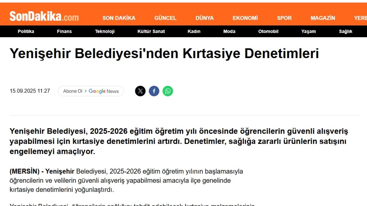 Yenişehir Belediyesinden kırtasiye denetimi