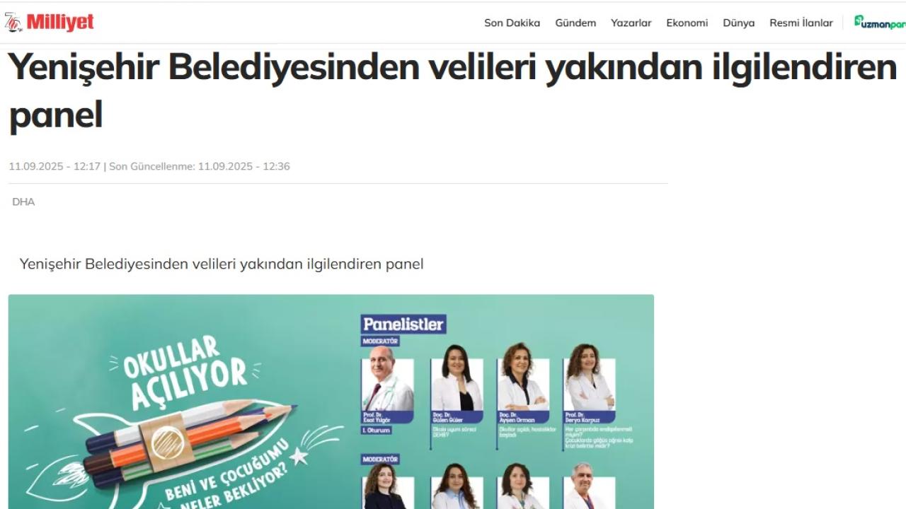 Yenişehir Belediyesinden velileri yakından ilgilendiren panel
