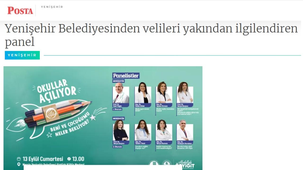 Yenişehir Belediyesinden velileri yakından ilgilendiren panel