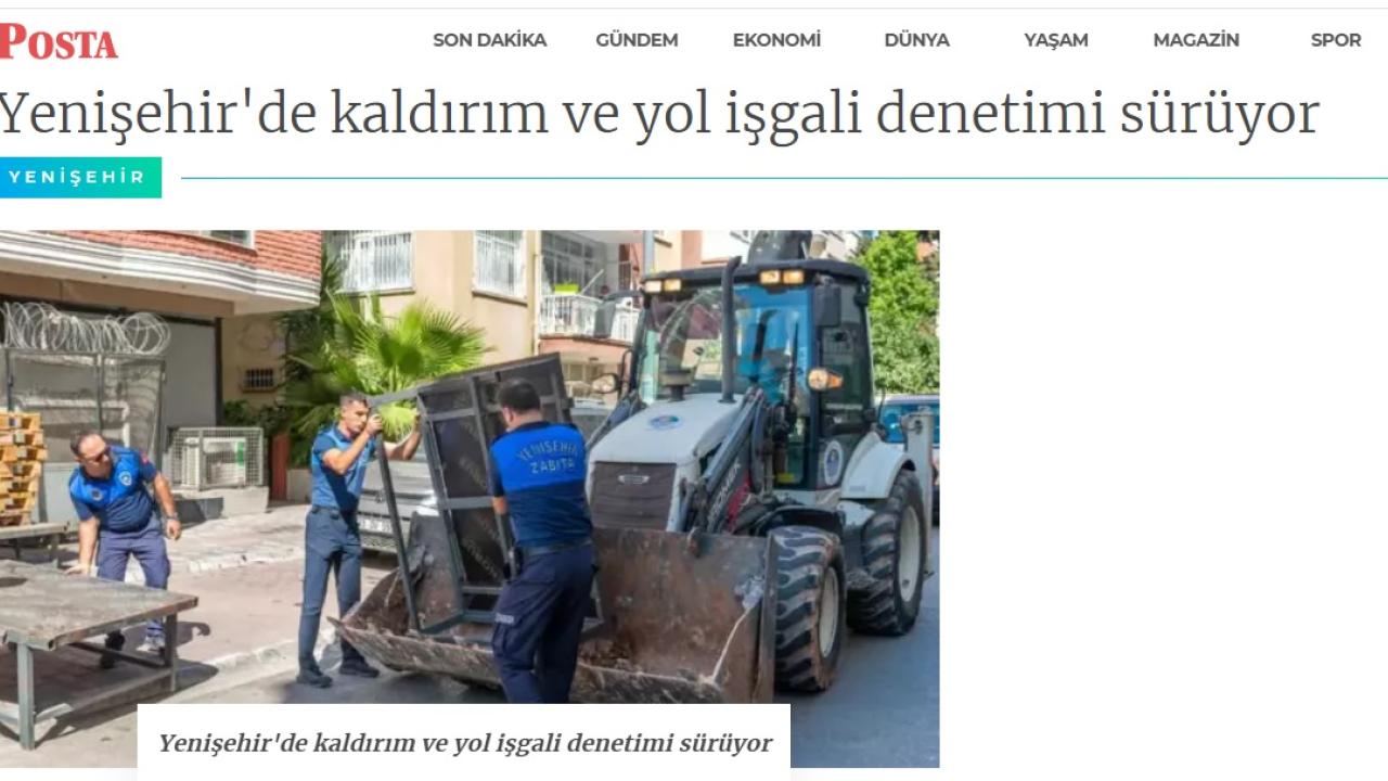 Yenişehir Belediyesi kaldırım ve yol işgali denetimlerini sürdürüyor