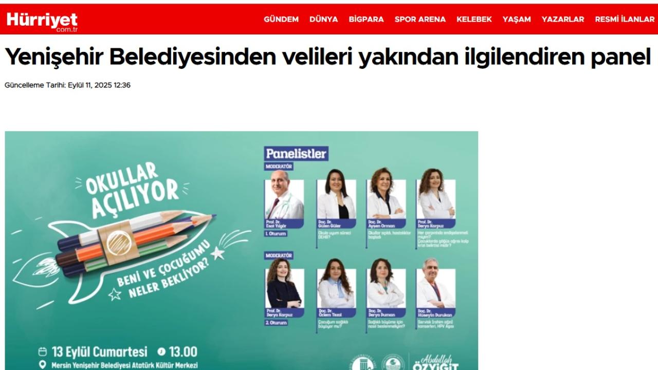 Yenişehir Belediyesinden velileri yakından ilgilendiren panel