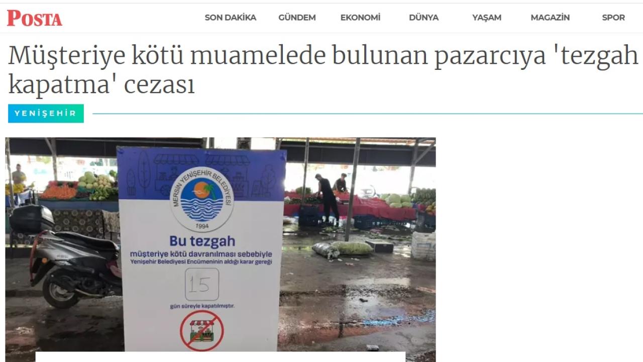 Müşteriye kötü muamelede bulunan pazarcıya 'tezgah kapatma' cezası