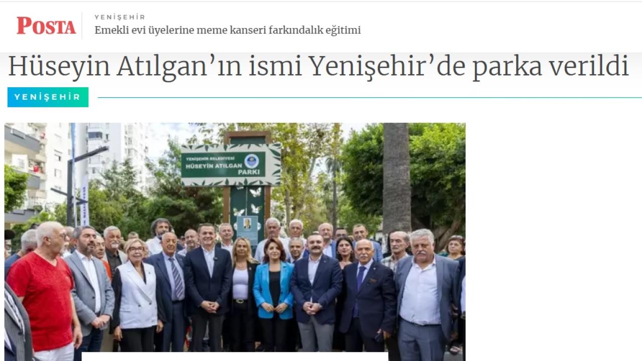 Hüseyin Atılgan’ın ismi Yenişehir’de parka verildi