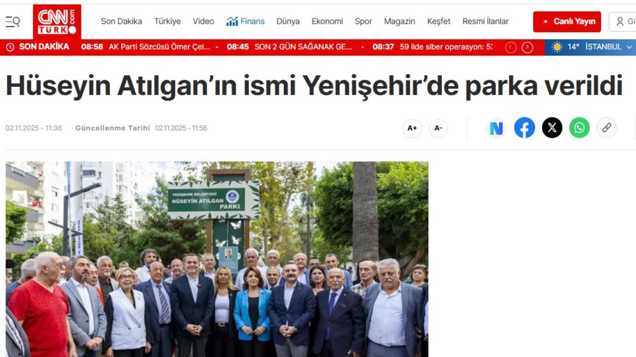 Hüseyin Atılgan’ın ismi Yenişehir’de parka verildi