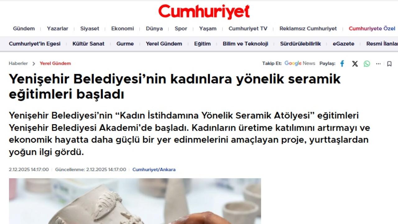 Yenişehir Belediyesinin kadınlara yönelik seramik eğitimleri başladı