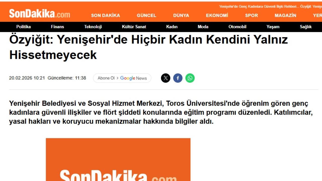 Yenişehir’de genç kadınlara ‘Güvenli ilişki’ rehberi