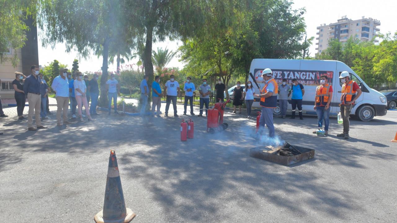Yenişehir Belediyesi personeline yangın tatbikatı 