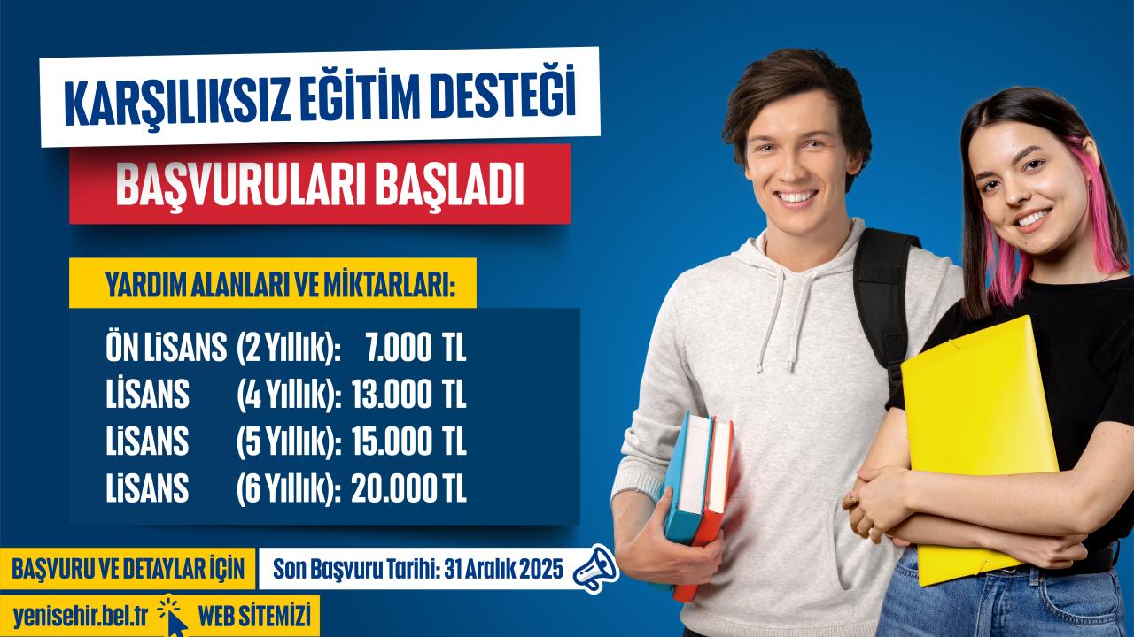 Yenişehir Belediyesinin Karşılıksız Eğitim Desteği Başvuruları Başladı
