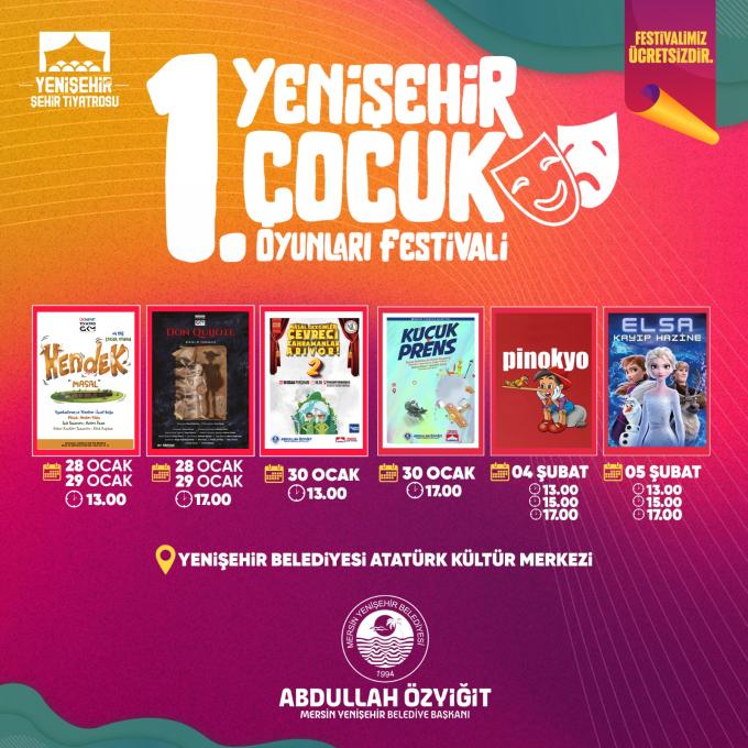 “1.Yenişehir Çocuk Oyunları Festivali” 28 Ocak’ta başlıyor