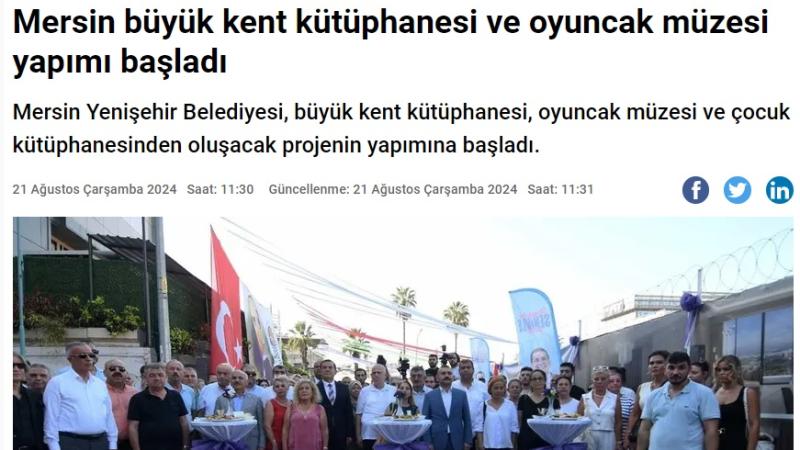 Yenişehir Belediyesi büyük kent kütüphanesi ve oyuncak müzesinin temelini attı