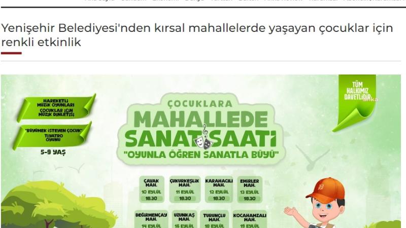 Yenişehir Belediyesinden kırsal mahallelerde çocuklar için renkli etkinlikler