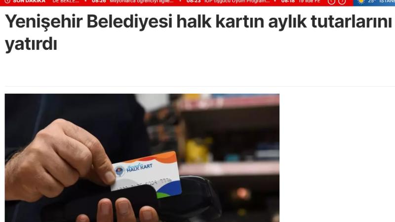 Yenişehir Belediyesi halk kartın aylık tutarlarını yatırdı