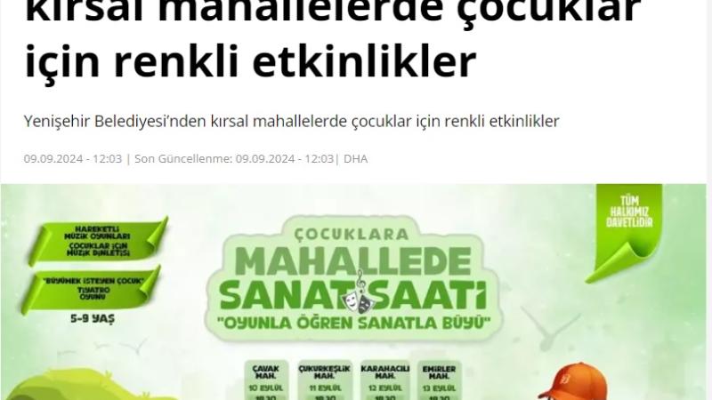 Yenişehir Belediyesinden kırsal mahallelerde çocuklar için renkli etkinlikler