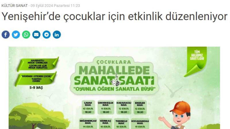 Yenişehir Belediyesinden kırsal mahallelerde çocuklar için renkli etkinlikler