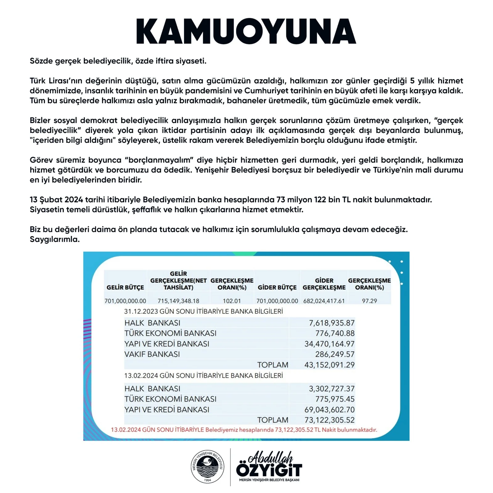 Basına ve Kamuoyuna Duyuru