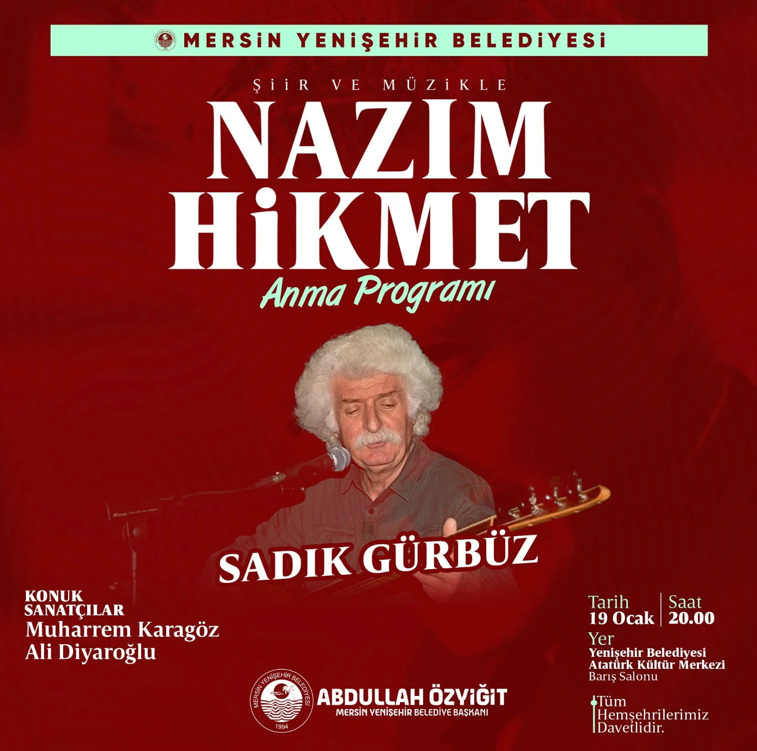Büyük usta Nazım Hikmet'i, Yenişehir'de şiir ve müzikle anıyoruz.