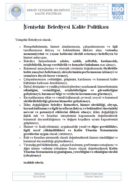 Kalite Politikası