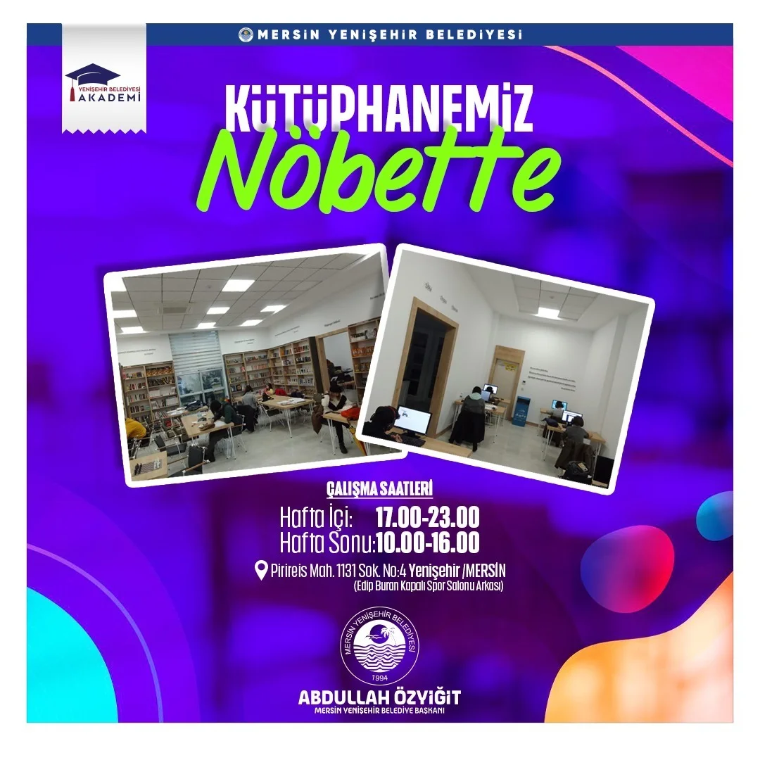 Yenişehir Belediyesinden “nöbetçi kütüphane”